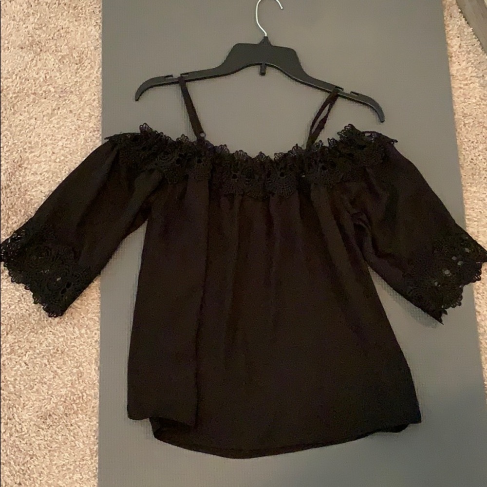 Black off the shoulder top with lace details